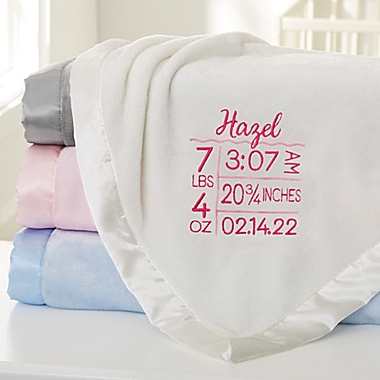 Personalised Baby Blanket Shawl Birth Block Embroidered Christening Birth Gift 