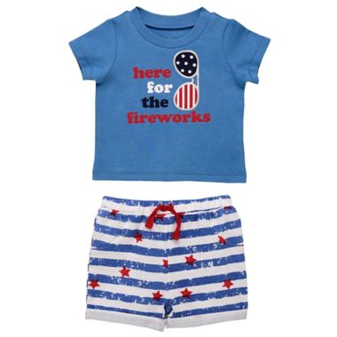 Baby Starters® Size 3M 2-Piece Fireworks T-Shirt and Short Set in Navy ...