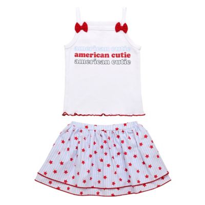 Start-Up Kids&reg; Size 3T 2-Piece American Cutie Tank Top and Skirt Set in White