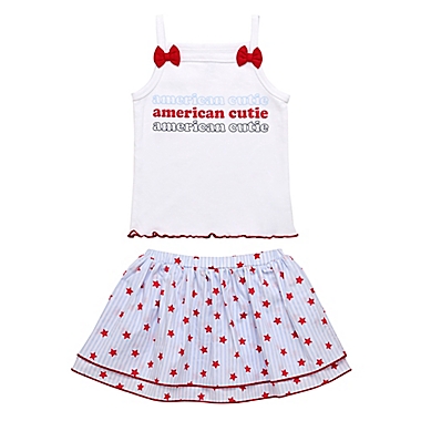 Start-Up Kids&reg; Size 4T 2-Piece American Cutie Tank Top and Skirt Set in White. View a larger version of this product image.