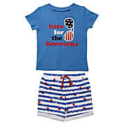 Start-Up Kids&reg; 2-Piece Here For Fireworks T-Shirt and Short Set in Navy/White