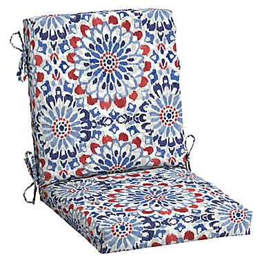 Arden Selections&trade; Clark Outdoor High Back Dining Chair Cushion in Blue/White. View a larger version of this product image.