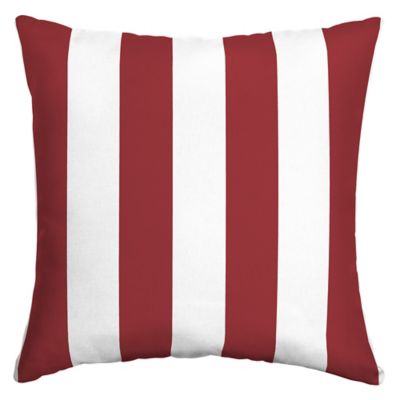 E by design Beach Shack Stripe Print Outdoor Pillow 16 x 16 Red