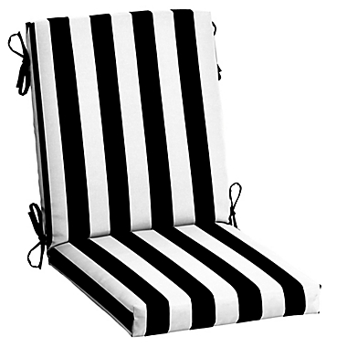 Arden Selections&trade; Cabana Stripe Outdoor Dining Chair Cushion in Black. View a larger version of this product image.
