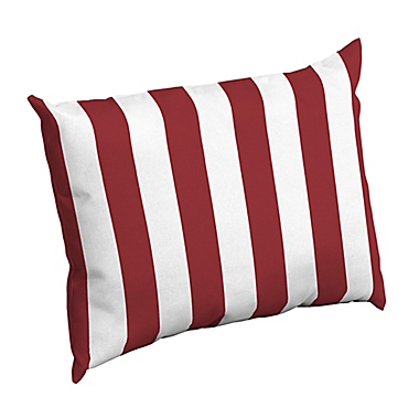 Arden Selections&trade; Cabana Stripe Outdoor Dining Chair Pillow Back Cushion in Ruby. View a larger version of this product image.
