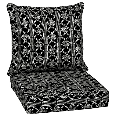 Arden Selections&trade; Shibori Stripe Indoor/Outdoor 2-Piece Deep Seat Cushion Set in Black. View a larger version of this product image.