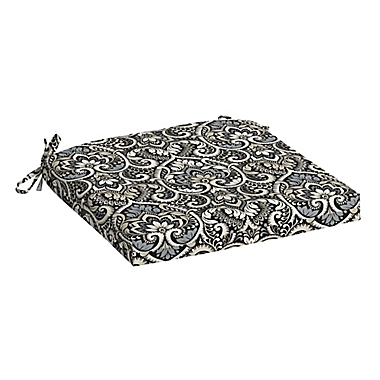 Arden Selections&trade; Aurora Damask Outdoor Chair Cushion in Black. View a larger version of this product image.