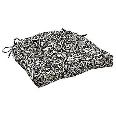 Arden Selections&trade; Damask Indoor/Outdoor Wicker Chair Cushion in Black. View a larger version of this product image.