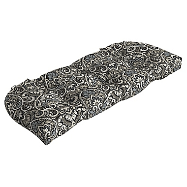 Arden Selections&trade; Outdoor Wicker Settee Cushion in Black. View a larger version of this product image.