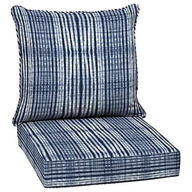 Arden Selections&trade; Shibori Stripe Indoor/Outdoor 2-Piece Deep Seat Cushion Set in Blue. View a larger version of this product image.