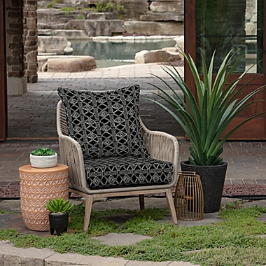 Arden Selections&trade; Shibori Stripe Indoor/Outdoor 2-Piece Deep Seat Cushion Set in Black. View a larger version of this product image.