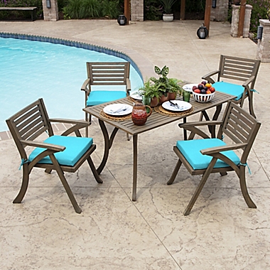Arden Selections&trade; Leala Texture Outdoor Seat Pad in Pool Blue. View a larger version of this product image.