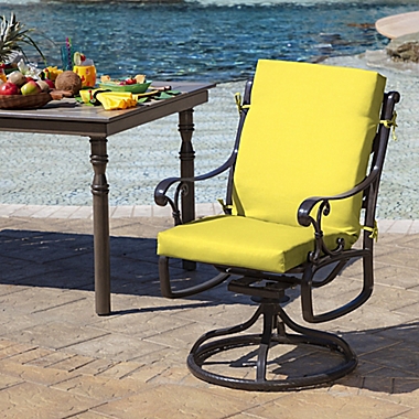 Arden Selections&reg; Leala Textured Outdoor Dining Chair Cushion in Lemon. View a larger version of this product image.