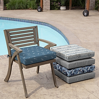Arden Selections&trade; Ditsy Floral Outdoor Seat Cushion in Blue. View a larger version of this product image.