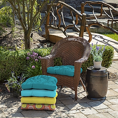 Arden Selections&trade; Leala Texture Outdoor Wicker Chair Cushion in Lake Blue. View a larger version of this product image.