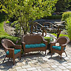 Alternate image 3 for Arden Selections&trade; Leala Texture Outdoor Wicker Chair Cushion in Lake Blue