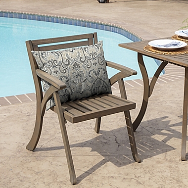 Arden Selections&trade; Damask Indoor/Outdoor Dining Chair Pillow Back Cushion in Neutral. View a larger version of this product image.