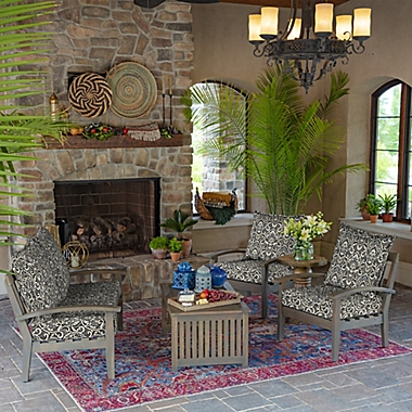 Arden Selections&trade; Printed 2-Piece Indoor/Outdoor Deep Seat Cushion Set in Black/Tan. View a larger version of this product image.