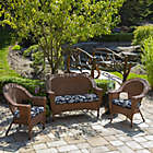Alternate image 1 for Arden Selections&trade; Indoor/Outdoor Ashland Jacobean Wicker Chair Cushion in Navy/White