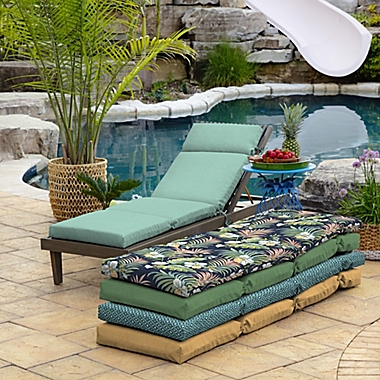 Arden Selections&reg; Leala Textured Outdoor Chaise Lounge Cushion in Aqua. View a larger version of this product image.