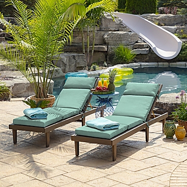 Arden Selections&reg; Leala Textured Outdoor Chaise Lounge Cushion in Aqua. View a larger version of this product image.