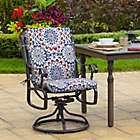 Alternate image 1 for Arden Selections&trade; Clark Outdoor High Back Dining Chair Cushion in Blue/White