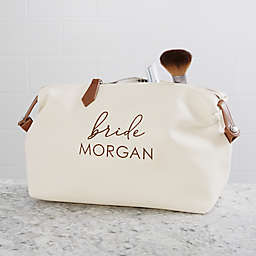 Bridal Party Personalized Faux Leather Makeup Bag in White