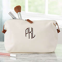 Personalized Faux Leather Cosmetic Travel Case in White