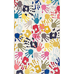nuLOOM Pinkie Machine Washable Multicolor Handprint Area Rug