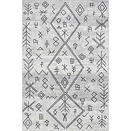 nuLOOM Paige Machine Washable Moroccan Tribal 10' x 14' Area Rug in Grey