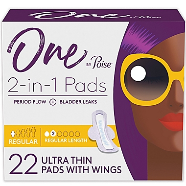 One by Poise&reg; 22-Count 2-in-1 Ultra Thin Regular Feminine Pads with Wings. View a larger version of this product image.