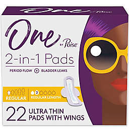 One by Poise® 22-Count 2-in-1 Ultra Thin Regular Feminine Pads with Wings