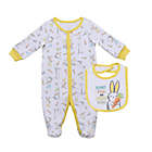 Alternate image 0 for Baby Starters&reg; Size 3M 2-Piece Bunny Kisses Sleep and Play Footie and Bib Set