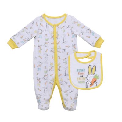 Baby Starters&reg; 2-Piece Bunny Kisses Sleep and Play Footie and Bib Set