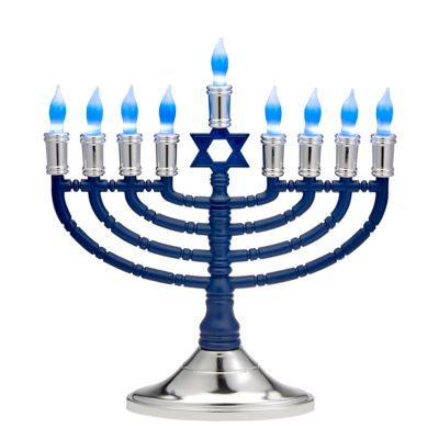 H for Happy&trade; Electric LED Hanukkah Menorah in Blue/Silver