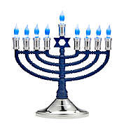 H for Happy&trade; Electric LED Hanukkah Menorah in Blue/Silver