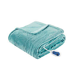 Beautyrest® Heated Plush Throw in Aqua