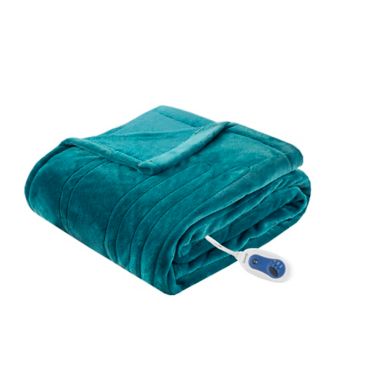 Beautyrest&reg; Microlight Plush Reversible Heated Throw Blanket in Teal. View a larger version of this product image.