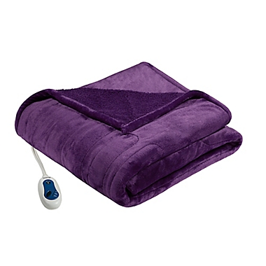 Beautyrest&reg; Heated Microlight to Berber Queen Blanket in Purple. View a larger version of this product image.