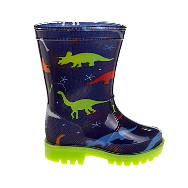 Josmo Shoes&reg; Size 2-3 Dinosaur Rain Boot in Blue/Multi. View a larger version of this product image.