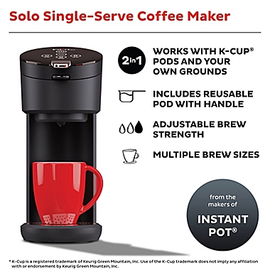 Instant Brands Instant Solo Single-Serve Coffee Maker in Charcoal. View a larger version of this product image.