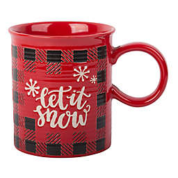 Home Essentials® Plaid "Let It Snow" 16 oz. Mug in Red/Black