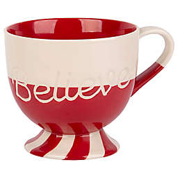Home Essentials® "Believe" Candy Stripe 15 oz. Mug in Red/White