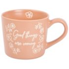 Alternate image 0 for Home Essentials&reg; "Good Things Are Coming" 16 oz. Floral Mug in Tan