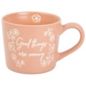 Home Essentials&reg; "Good Things Are Coming" 16 oz. Floral Mug in Tan