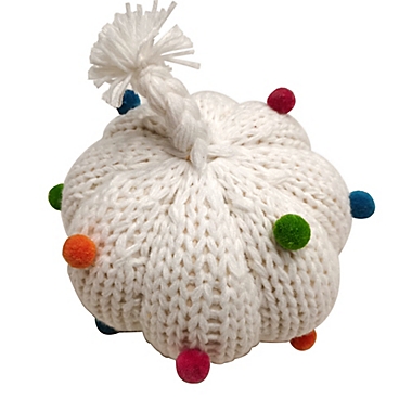 H for Happy&trade; 9-Inch Hand-Knitted Pompom Pumpkin Pillow. View a larger version of this product image.