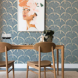 The Novogratz Feather Palm Waverly Peel and Stick Wallpaper in Blue