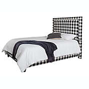 Leffler Home River King Upholstered Panel Bed in Black/White Plaid