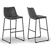 Glamour Home&trade; Adan Faux Leather Bar Stools in Vintage Grey (Set of 2)