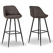 Glamour Home Aldis Faux Leather Bar Stools in Brown (Set of 2)